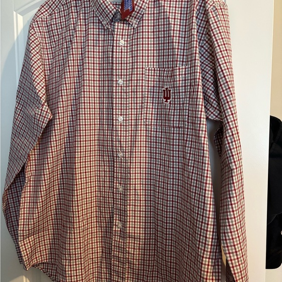 Classic Red and White Plaid Men's Shirt Indiana University button down shirt. - Picture 1 of 4